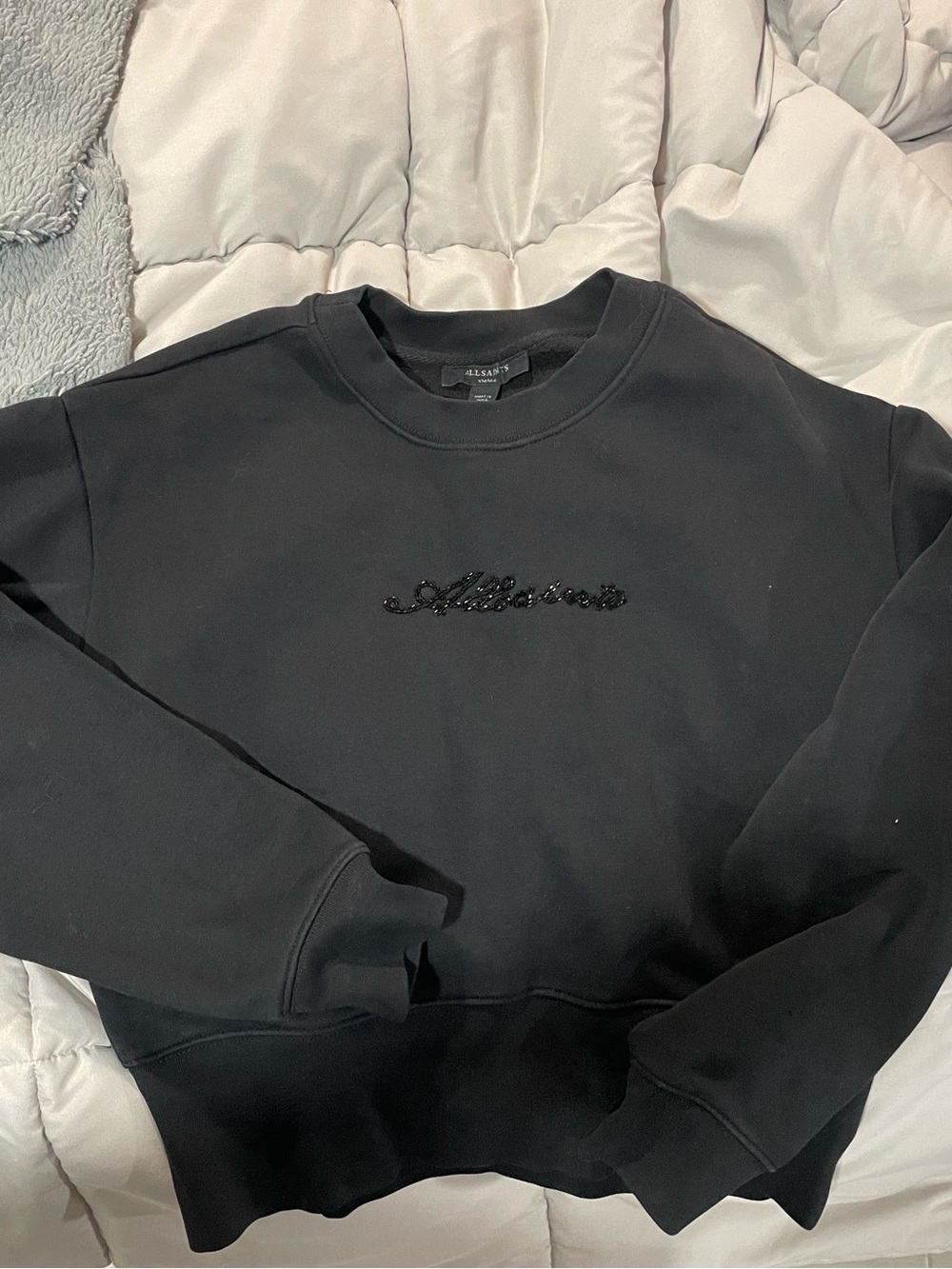 AllSaints Black Crewneck with Script Logo
